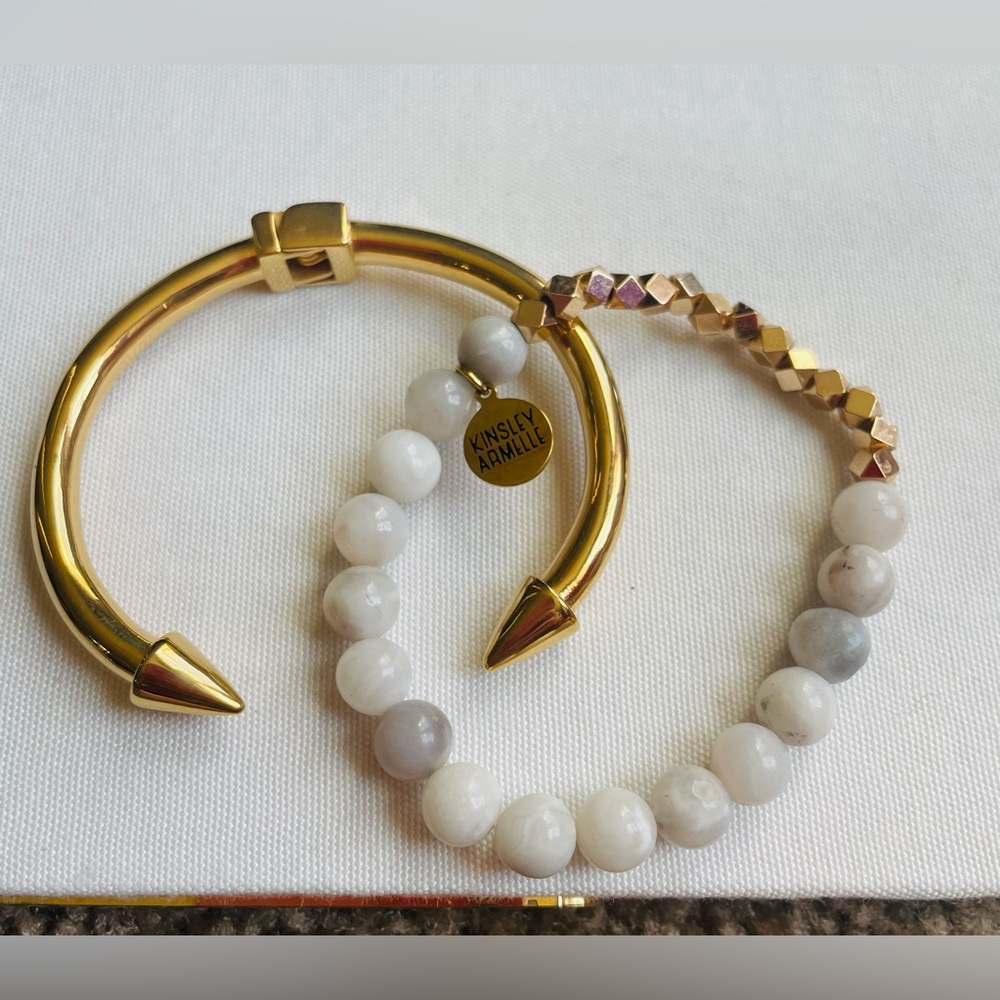 Kinsley Armelle Gold and White Modern Bracelet Duo
